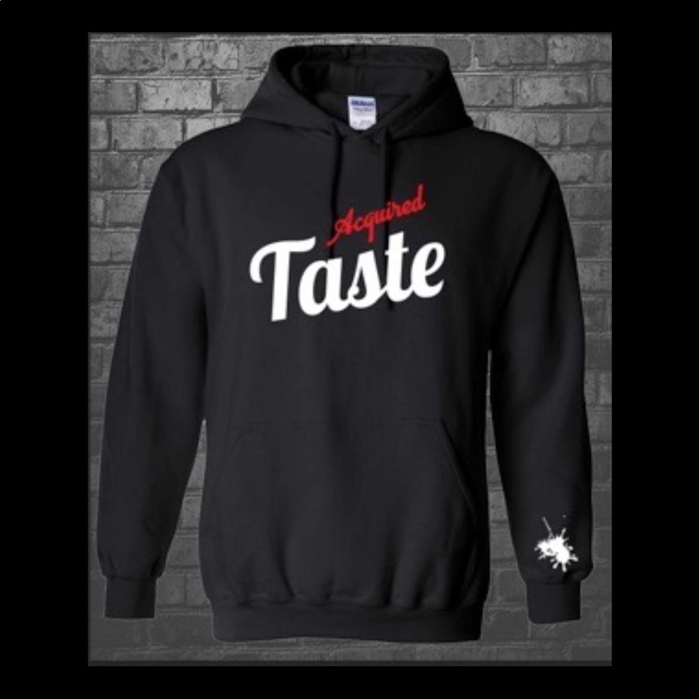 Brand New Acquired Taste Hoody Black, White & Red